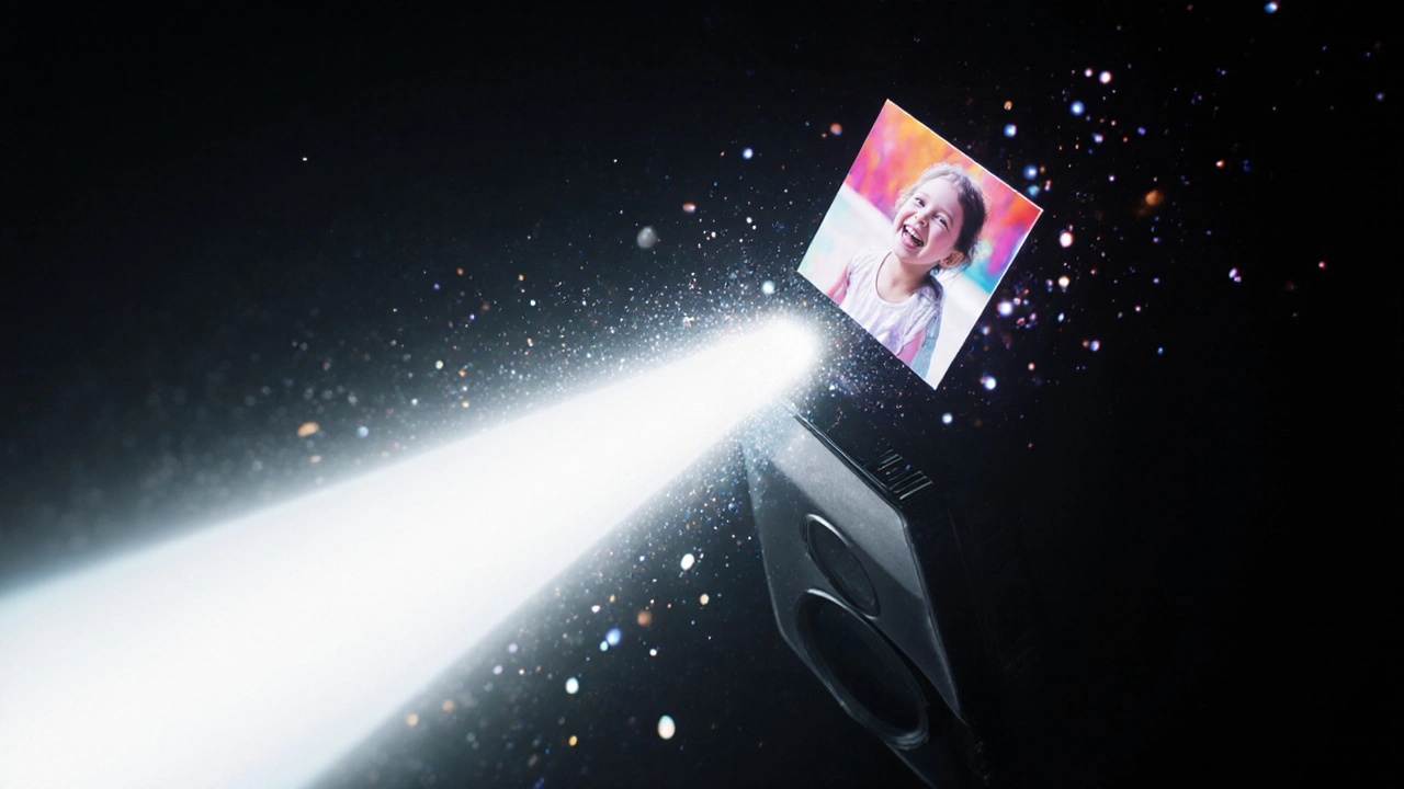 Abstrakter Lichtstrahl wird in einer Smartphone‑Kamera zu einem ausdrucksstarken Foto.