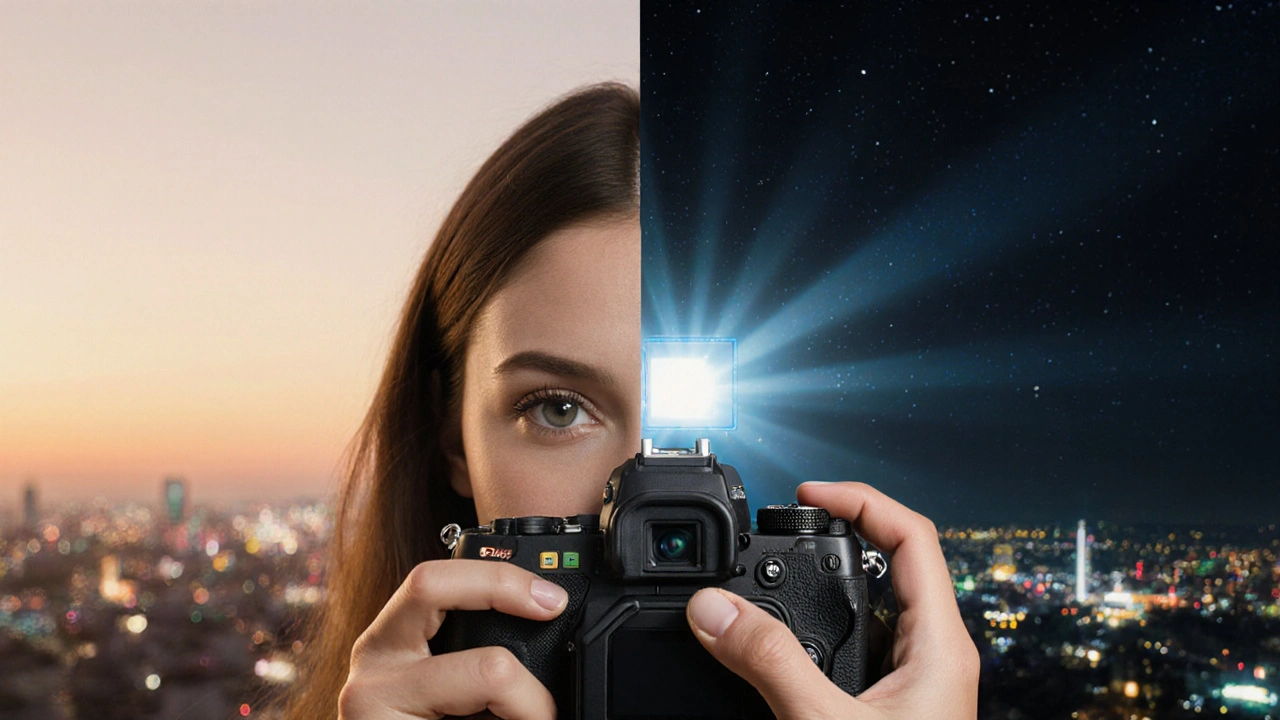 Vergleich von Canon- und Nikon-Sensortechnologie mit Porträt- und Nachtfotografie-Szenen.