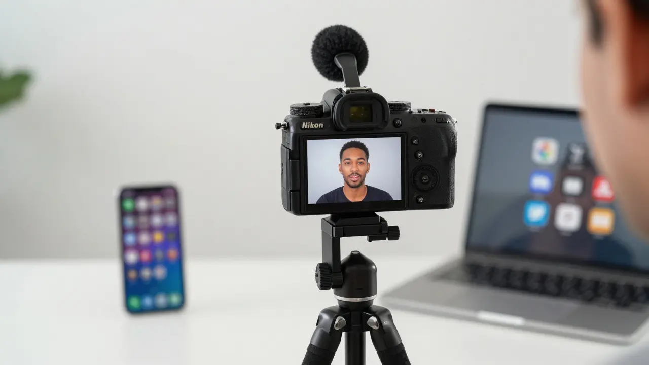 Die Nikon Z30 wird für ein Video mit eingebautem Mikrofon genutzt.