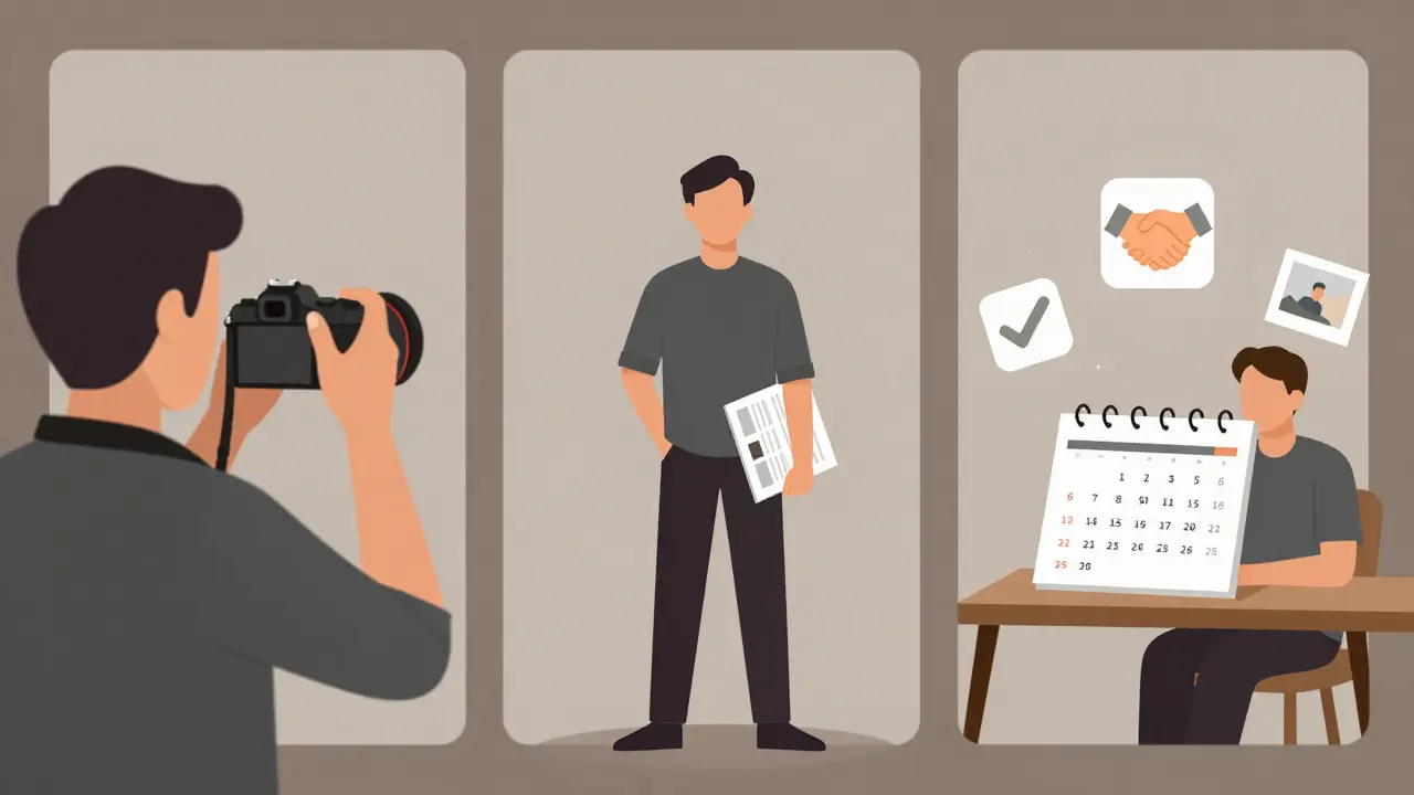 Visuelle Darstellung des Weges eines Fotografen von Anfang bis zu einem erfolgreichen, ausgewogenen Berufsleben.